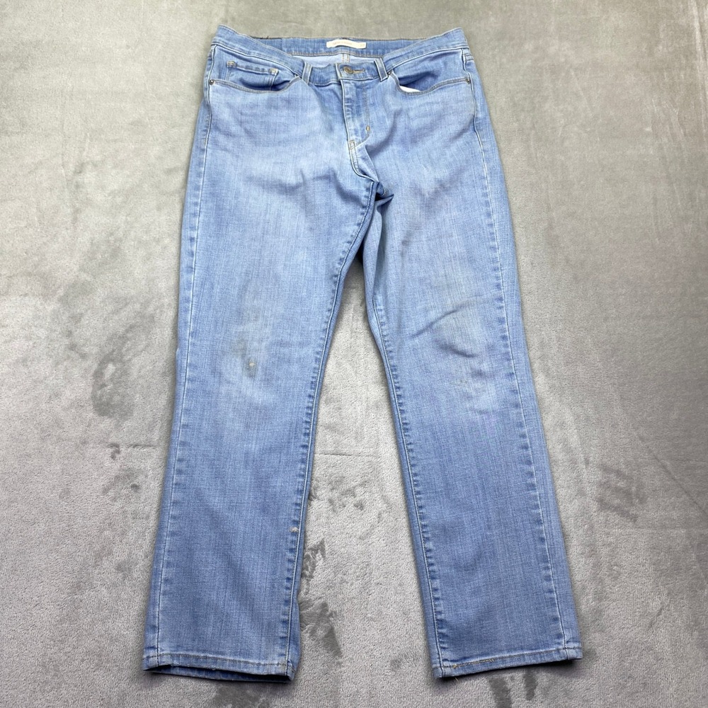 Levis Classic Straight Leg Jeans Light Wash Blue Denim Womens 10S W30 Grunge